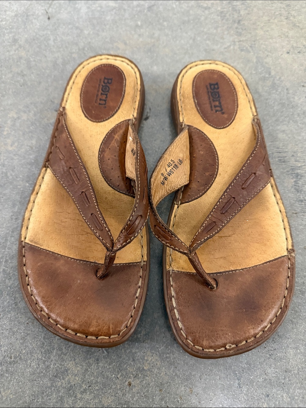 Born Women's Brown Leather Thong Sandals